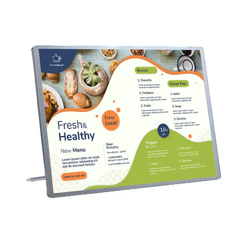 

A1 A2 A3 A4 Poster Display Ultra-thin LED Advertising Light Box Restaurant Menu Board Tempered Glass Aluminum Frame Light Box