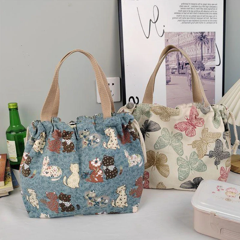 Bolso de mano con estampado informal, bolsa de almuerzo de gran capacidad, a la moda