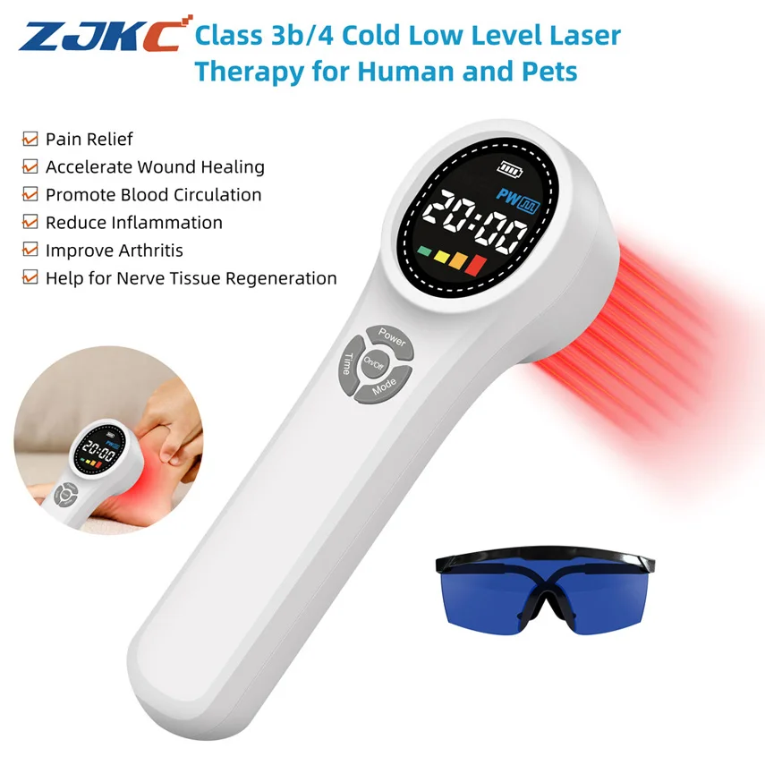 

ZJKC 1760mW Cold Laser Therapy Treatment Device Red Infrared Light Phototherapy for Pain Relief 660nmx16+810nmx4+980nmx4