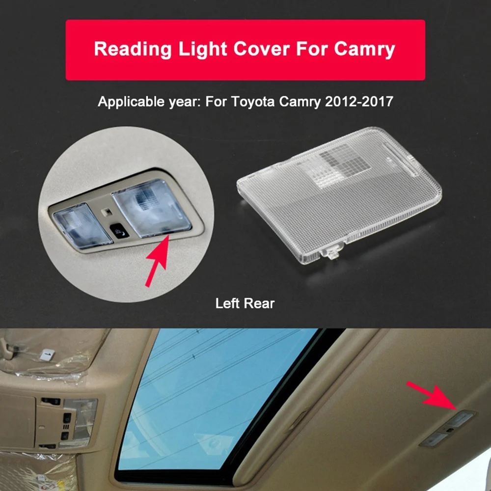 Luz de lectura de mapa de techo trasero de coche, cubierta de lámpara de tocador, lente para Toyota Camry Aurion V50 2012-2017 8139406030 81393-06030