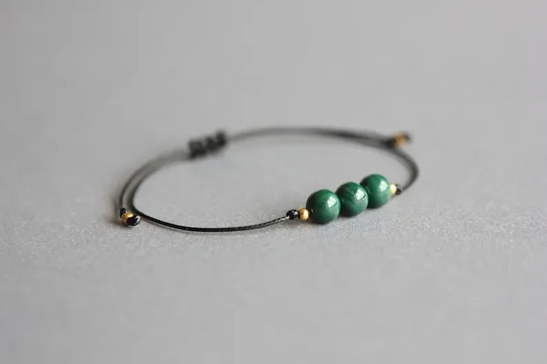 Braccialetto di gioielli con pietre preziose di Malachite con amuleto di campo elettromagnetico di cristallo curativo di Malachite