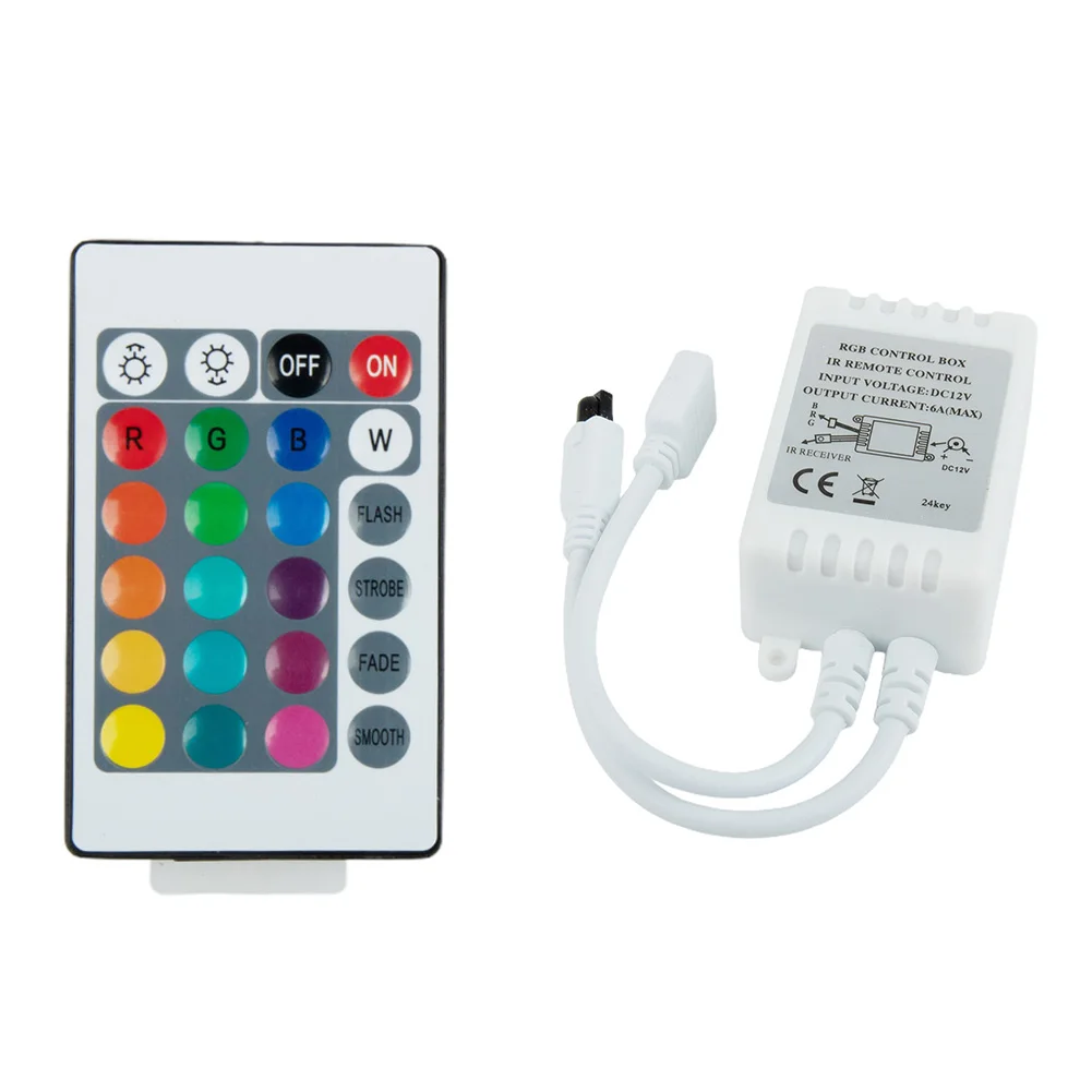 24 ปุ่ม RGB Controller รีโมทคอนโทรล LED Strip Band Stripe 12V 72W รีโมทคอนโทรลไร้สายสําหรับ Dimming เปลี่ยนสี