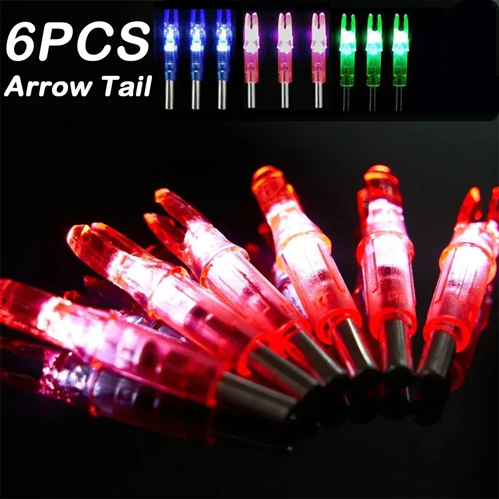 

6Pcs Hunting Bow and Arrow Nock Light LED Glowing Arrow Tail Outdoor Night Shooting Arrow Shaft Bow Archery No Tool Required