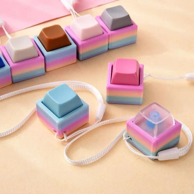 Lebendige Farben, Tastatur-Tasten als Fidget-Spielzeug, angenehmes taktiles Feedback, tragbares Schlüsselband zur Stressbewältigung, ideal für Büro, Schule und den täglichen Gebrauch. – Detail 4