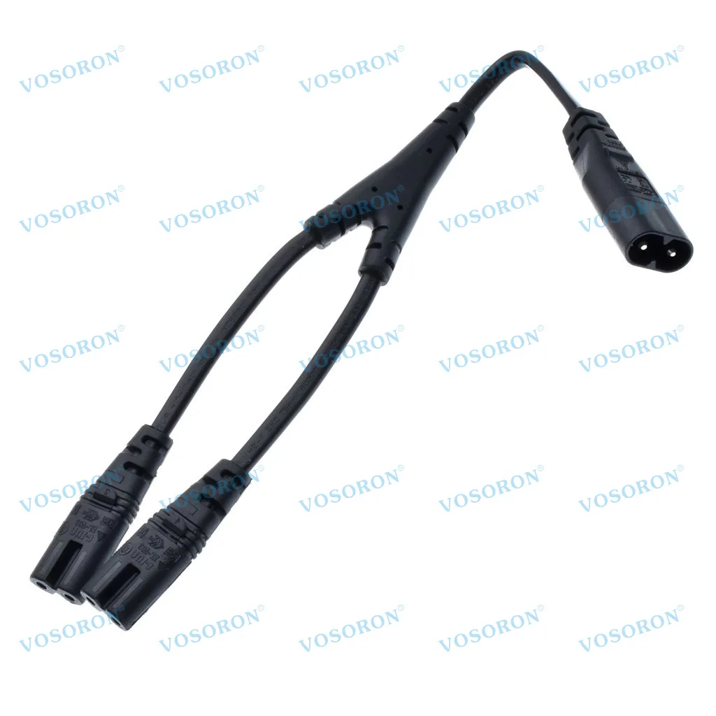 IEC 320 C8 Male to Dual C7 Female Y Split Power Cable, IEC 2Pin Figure 8 Male to 2 Female Cord