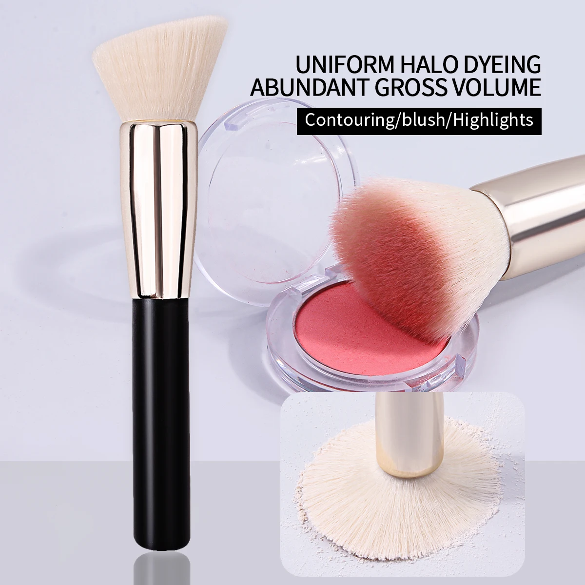 1 Stück abgewinkelter weicher Make-up-Pinsel, Rougepinsel, loser Puderpinsel, Konturpinsel, professionelle Gesichts-Make-up-Tools