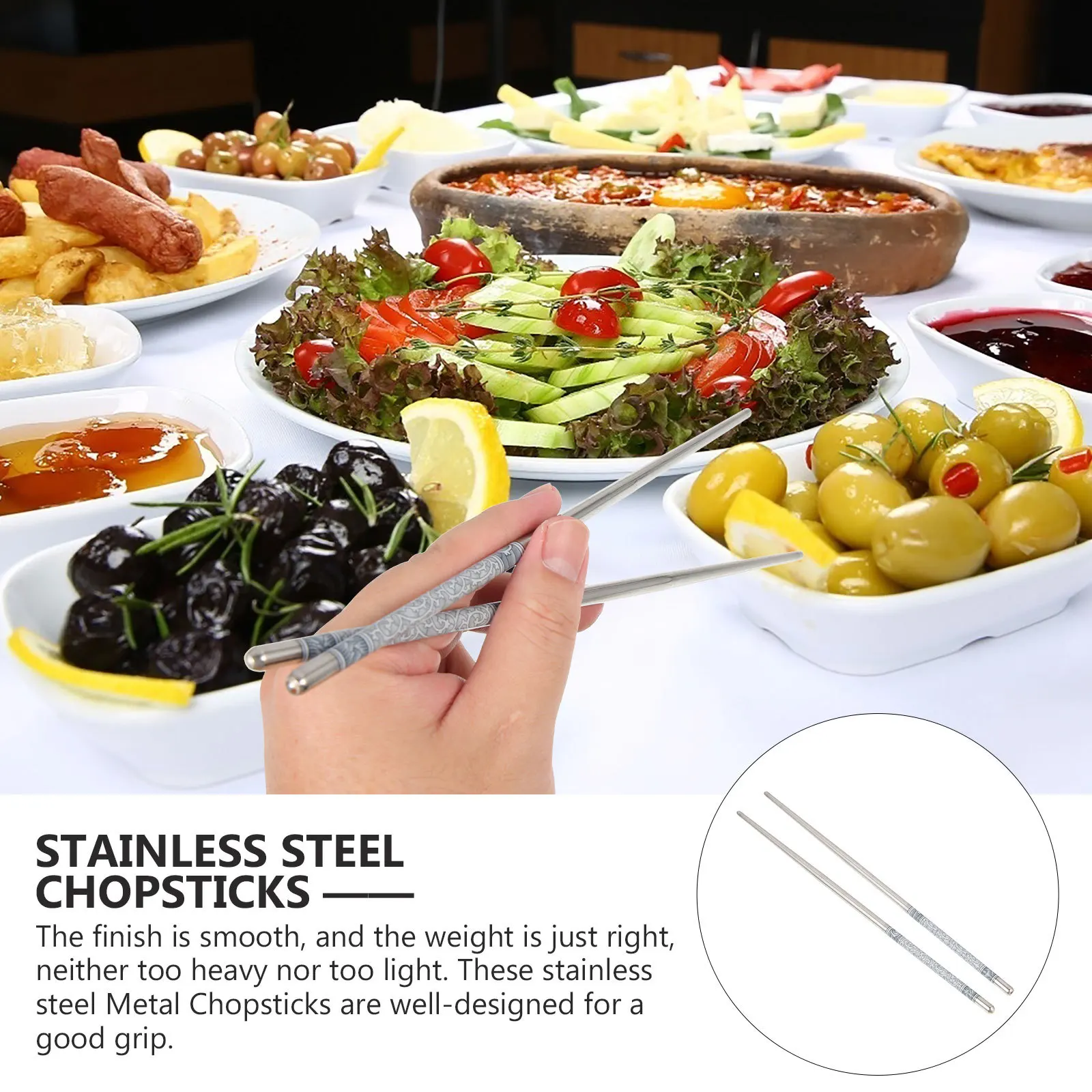 

10Pairs Exquisite Decorative Metal Chopsticks Comfortable Grip Dishwasher Safe Elegant Dinner Gift Set Chopsticks