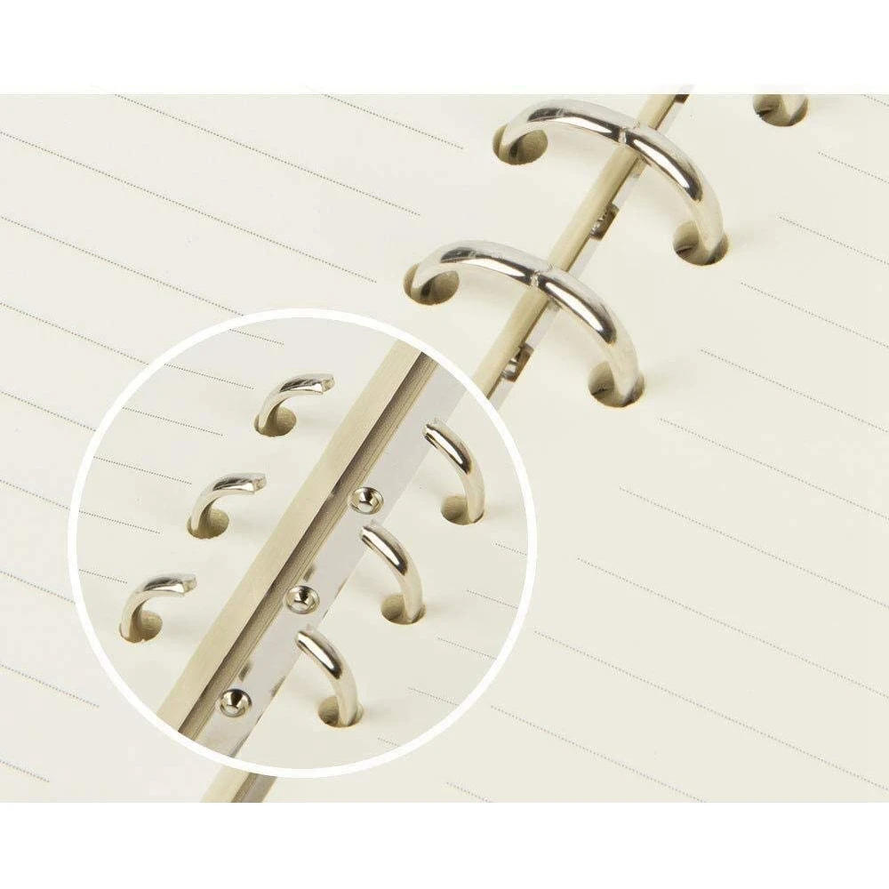 CS-A5 Notebook 6 Holes PU Leather Cover Notebook Loose Pocket Leather Refillable Notebook Binder Rings Journal