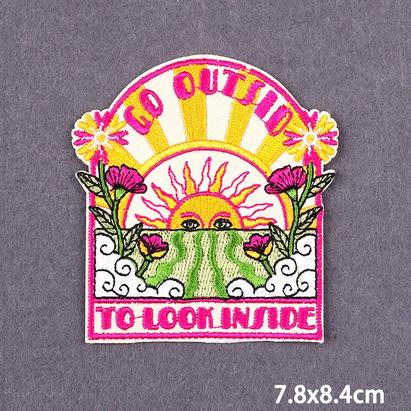 Stay Trippy parches para planchar de paisaje, DIY