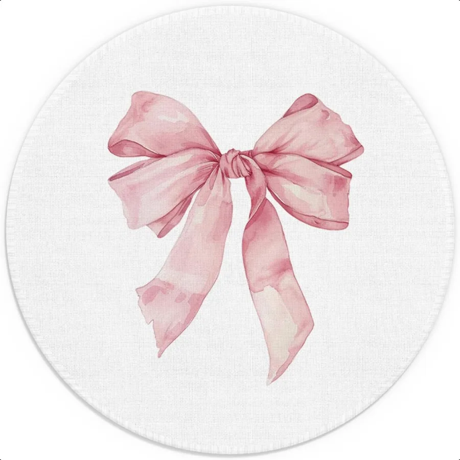 Cute  Bow Mouse Pad 7.9x7.9 Inch Preppy Girly Aesthetic Mouse Pads for Wirel Mouse Computers Laptop Desk Accories Pink Office p