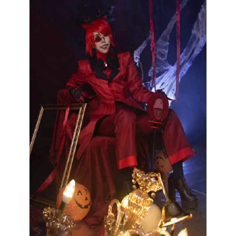 Az15 الشيطان مرساة موحدة ALASTOR زي الكبار الرجال هالوين كرنفال عيد الميلاد ازياء بدلة حمراء تأثيري الجحيم I
