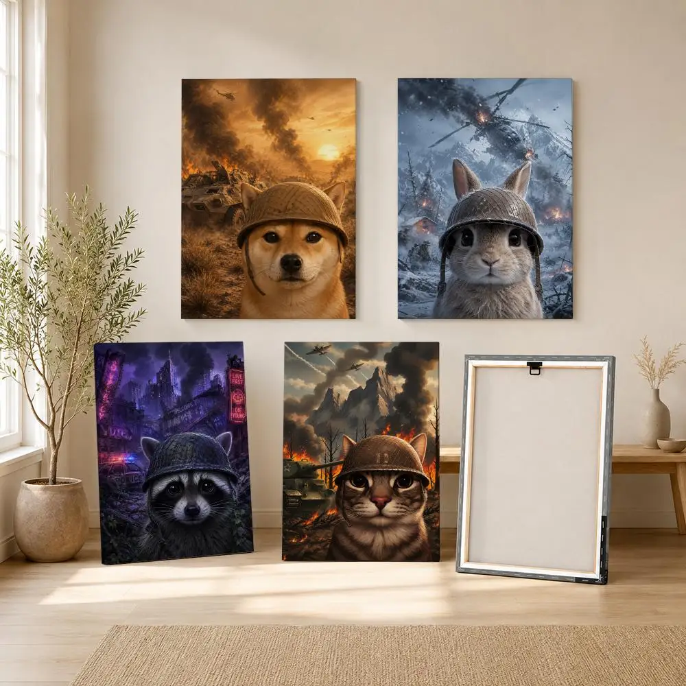 The Thousand Yard Stare Meme Framed Wall Painting Ready to Hang Canvas Art Poster for Living Room Bedroom Home Decor