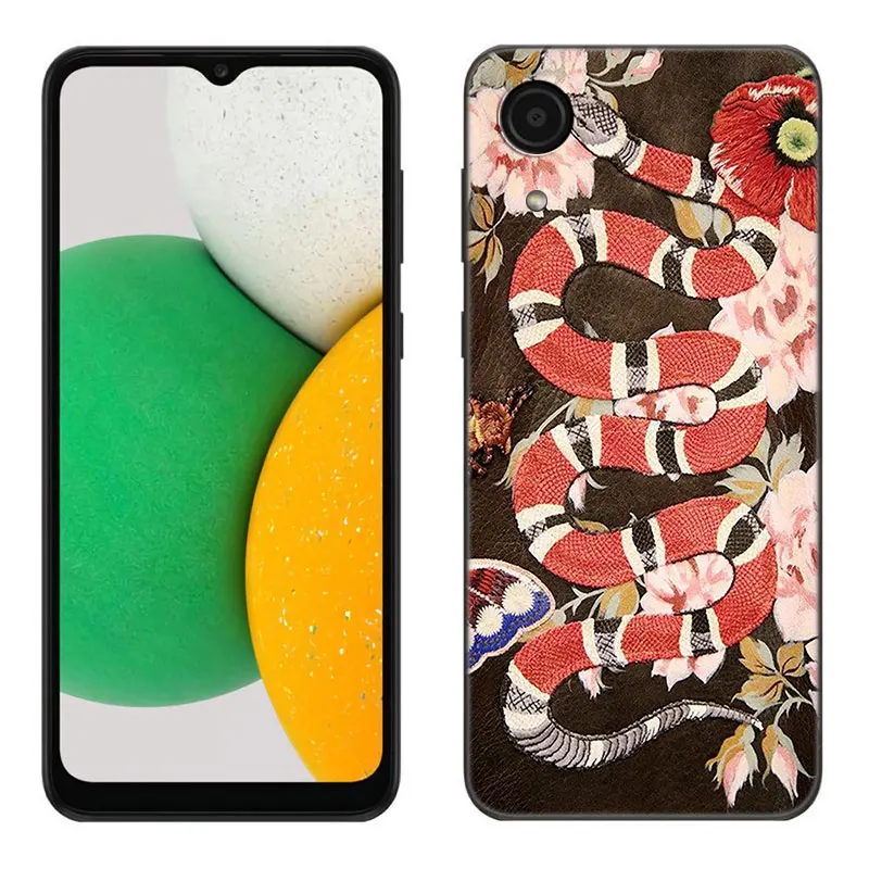 Snake Flower Phone Case For Samsung Galaxy A01 A03 Core A04 E A02 A05 A10 A20 A21 A30 A50 S A6 A8 Plus A7 2018 Black Cover