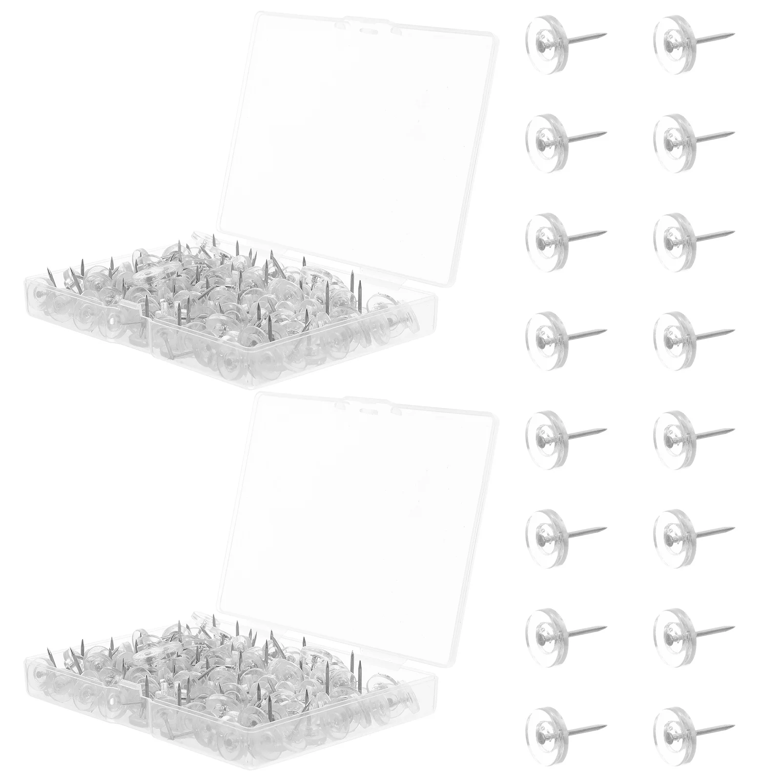 300 Uds. Chinchetas redondas transparentes para tablones de anuncios, tachuelas para pulgar, mapas de pared de corcho, fondos, fotos, carteles, colgantes para oficina