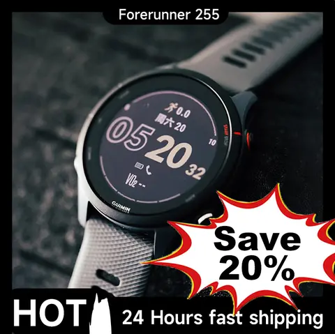 Garmin Forerunner 255 스포츠 스마트워치 46mm 1.3인치 컬러 스크린 14일 배터리 수명 4GB RAM NFC Bluetooth Wifi 5ATM 방수