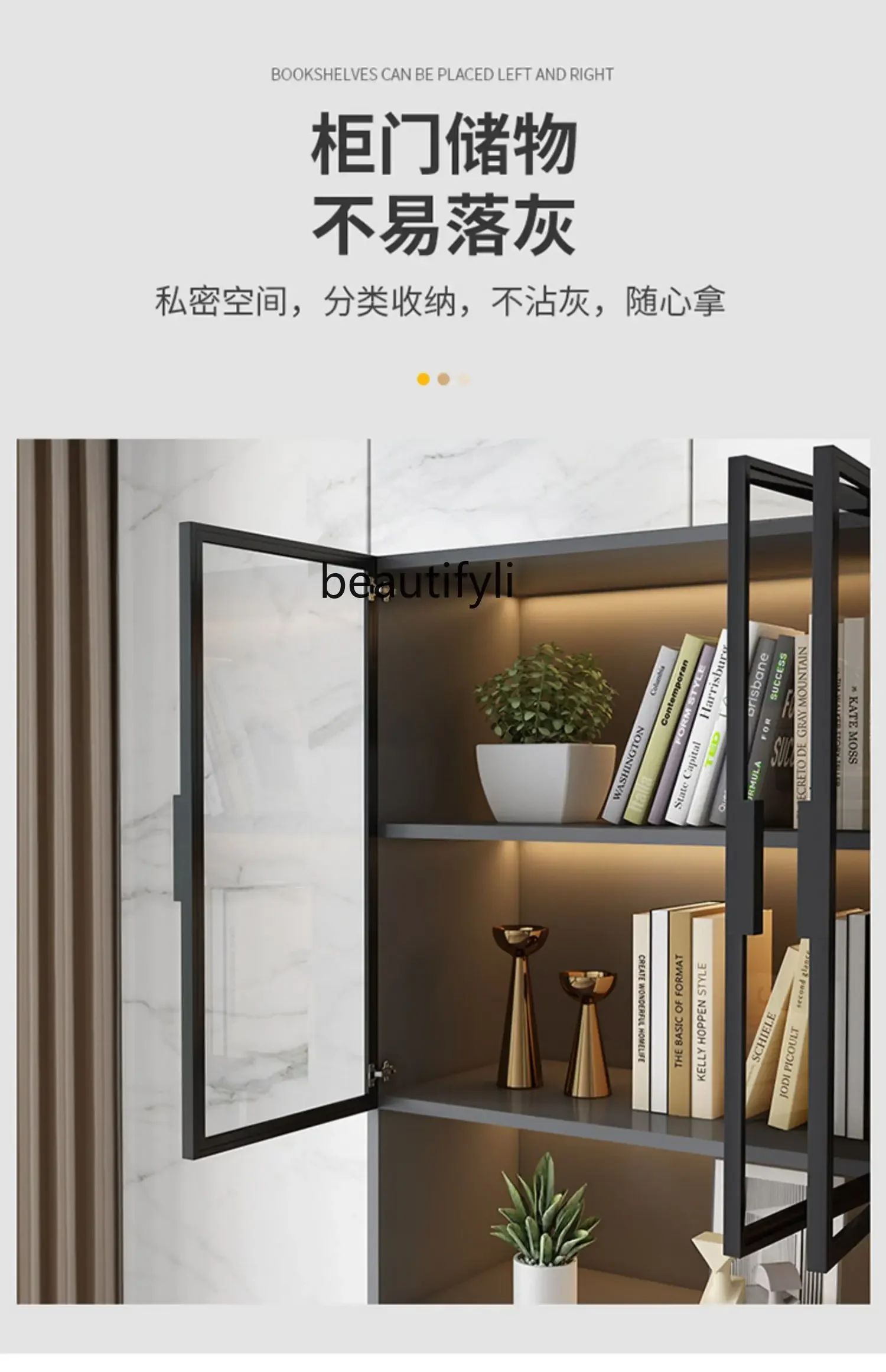 ss 8350 Solid Wood Bookcase with Glass Door Entire Wall Living Room Bookshelf Floor Standing Storage Cabinet Showcase