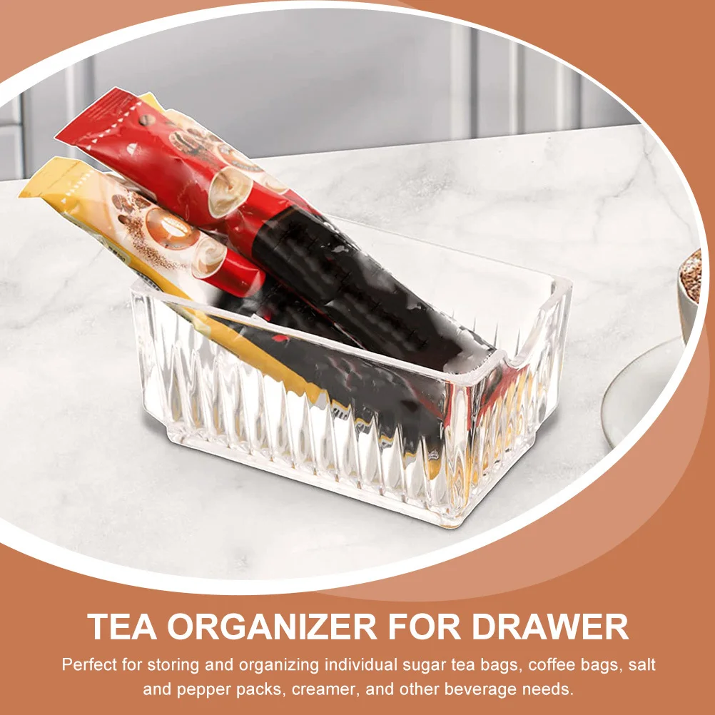

4Pcs Acrylic Tea Bag Organizer Box Desktop Sugar Packet Holder Storage for Coffee Creamer Sugar Container Organizer