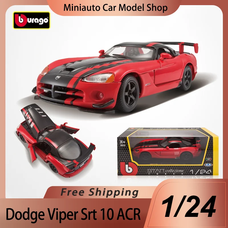 

Женская модель Dodge Viper Srt 10 Acr 1:24, миниатюрная литая модель из сплава, Dodge, спортивный автомобиль, детский подарок