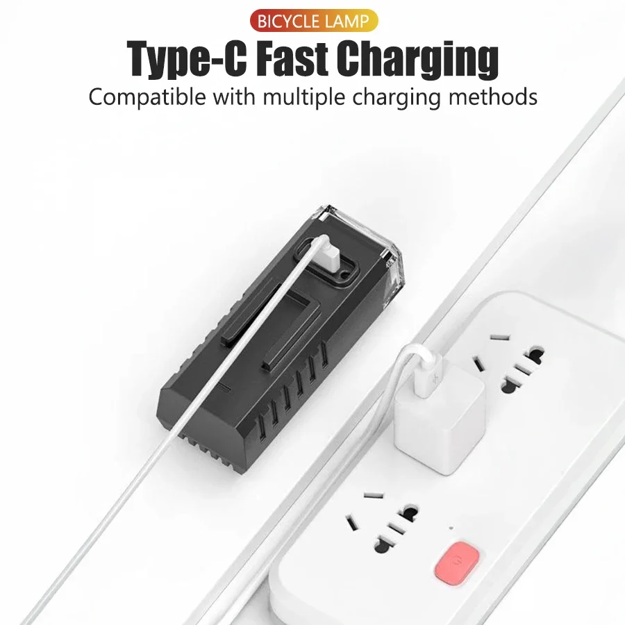 Protable Mini Super Bright LED Bike Light, Type C Rechargeable Bicycle Lamp Easy To Stall, 4 Lighting Modes, for Outdoor Riding