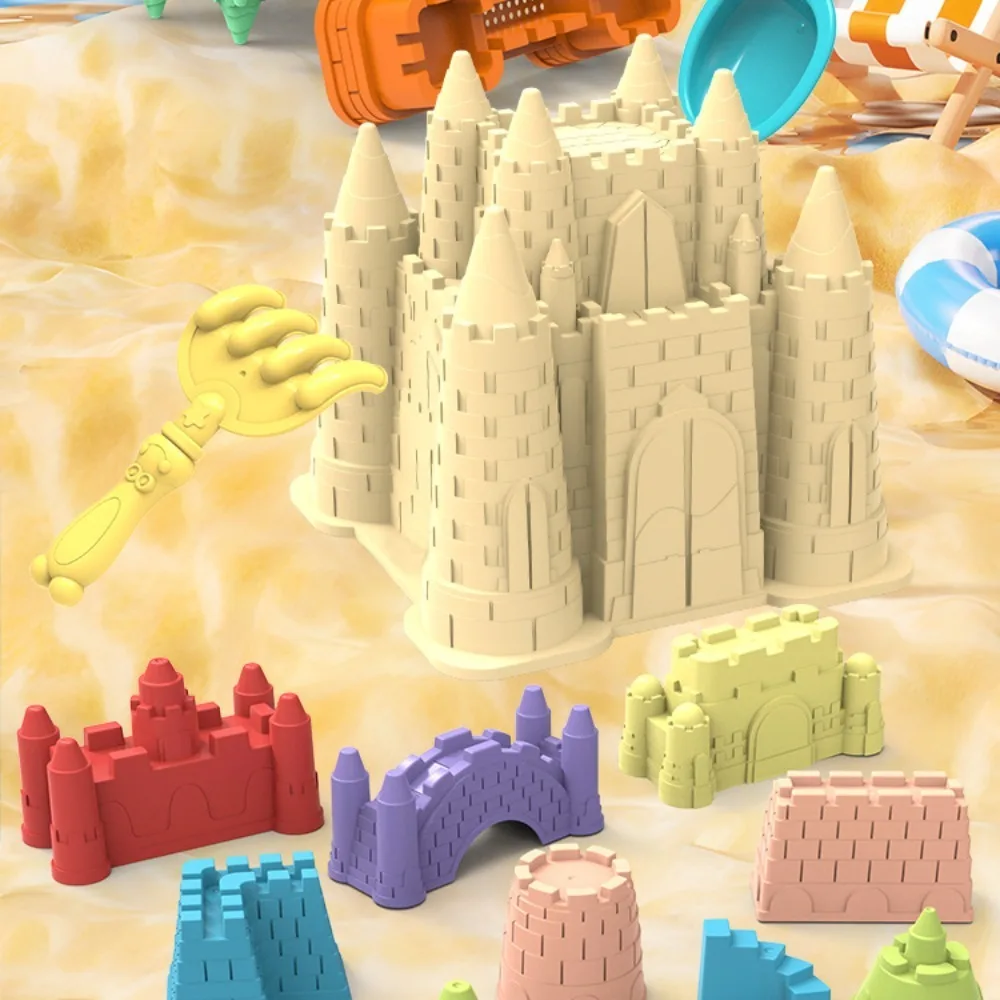 Ensemble de jouets de sable de plage, accessoires de plage, château en plastique, moule de sable, jaune, créatif, ensemble de sable de jeu E27, jouets d'été