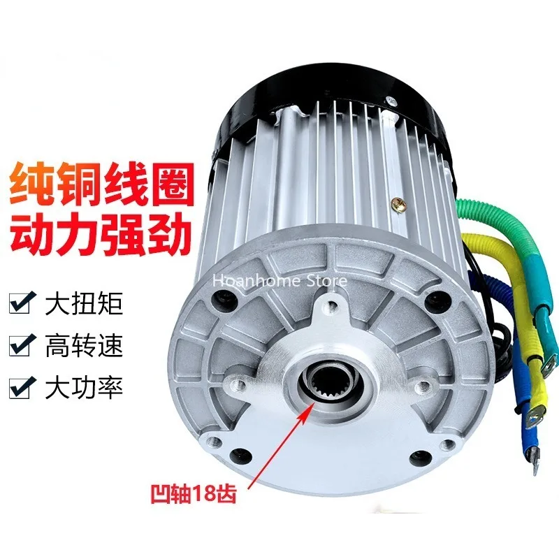 Electric Car Three-Wheel Motor 48v60v1200w Water Battery Mule Cart Modified High-Speed Brushless Differential Motor