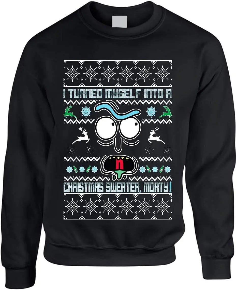 ALLNTRENDS Adult Sweatshirt I Turned Myself Into A Christmas Sweater Funny Xmas