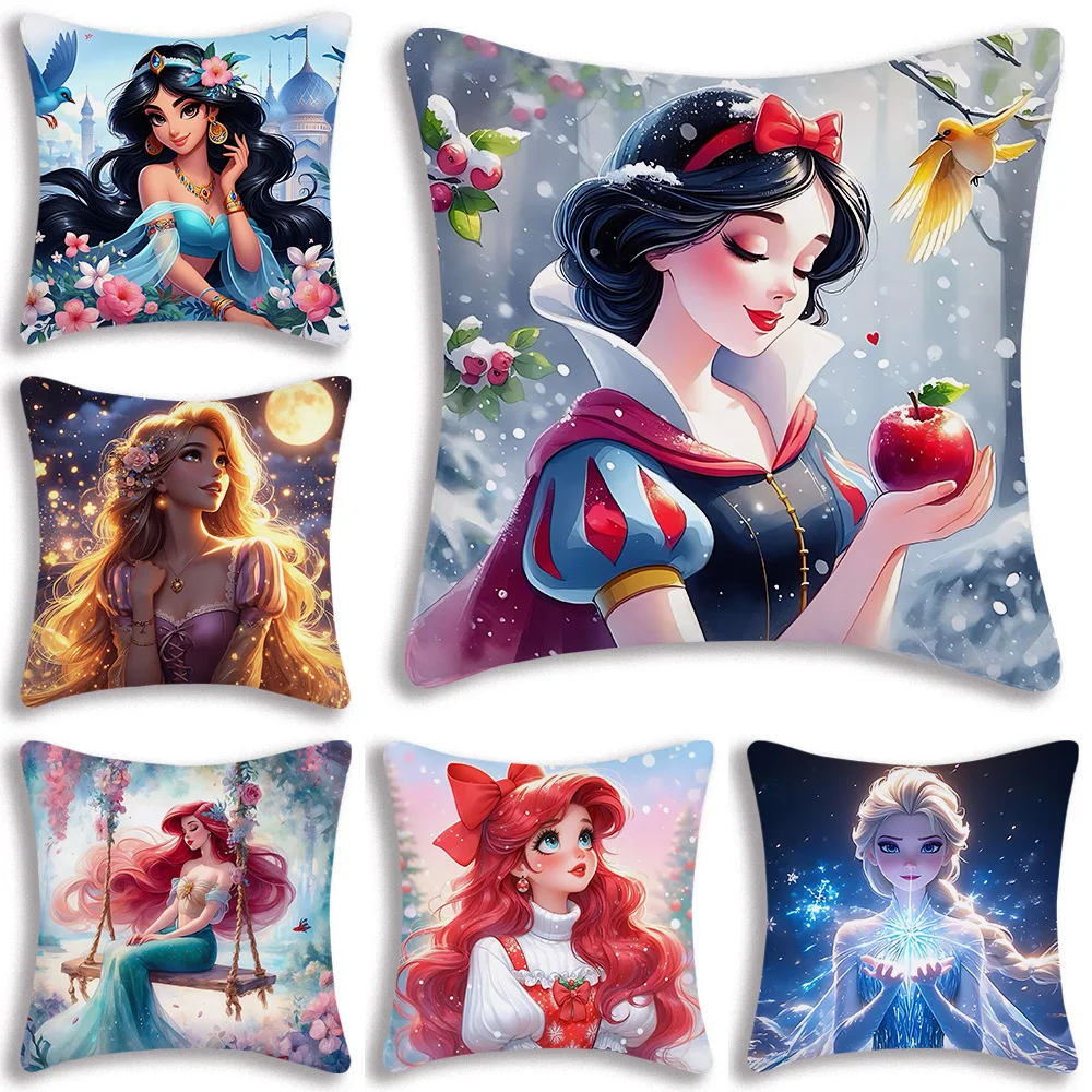 

Cartoon Pillow Covers DisneyS Princess Cartoon Sofa Decorative Home Double-sided Printing Short Plush Cute Cushion Cover