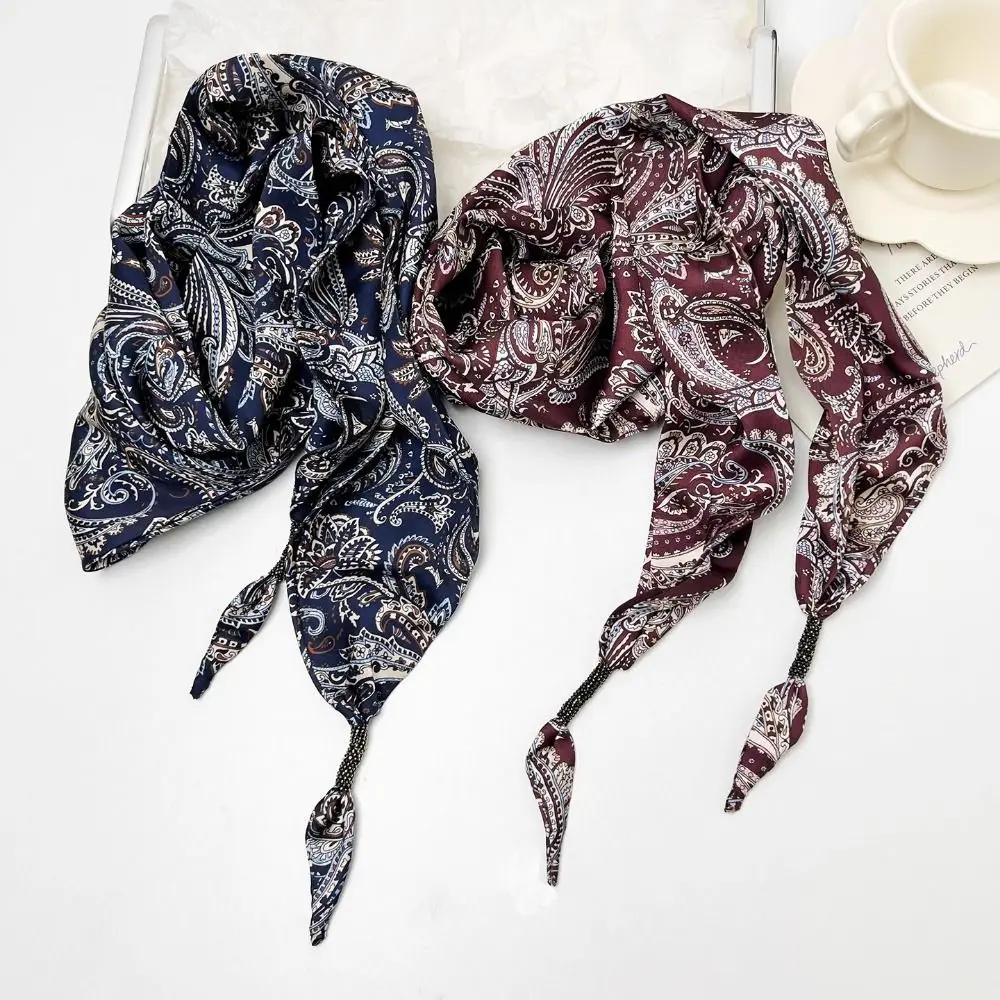 Imitationsseide Cashew-Blumen Seidenschal Literarischer Stil Vielseitiges Accessoire Taillentriangelschal Gürtel Hemdverlängerung