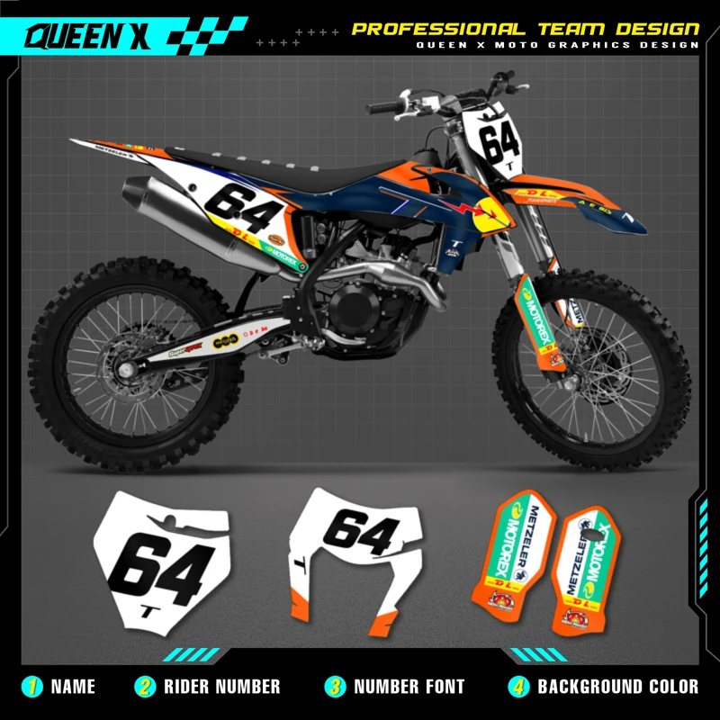 

QUEEN X MOTOR Custom Team Graphics Decals Stickers Kit For KTM 2019 2020 2021 2022 SX SXF 2020 2021 2022 2023 EXC XC-W EXC-F 055