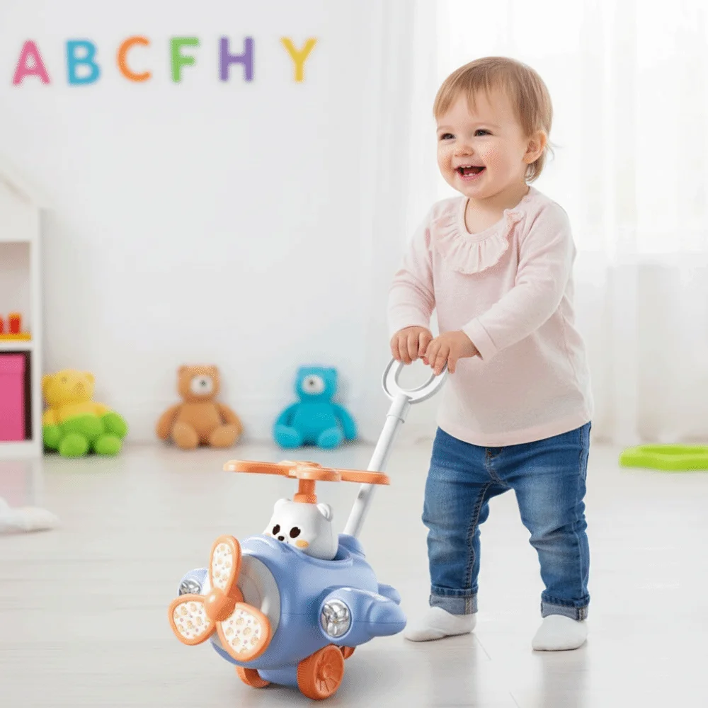 Gifts Detachable Interactive Baby Walker Bell Hand Push Children's Hand Push Airplane New Interactive Walker Toddler Walking