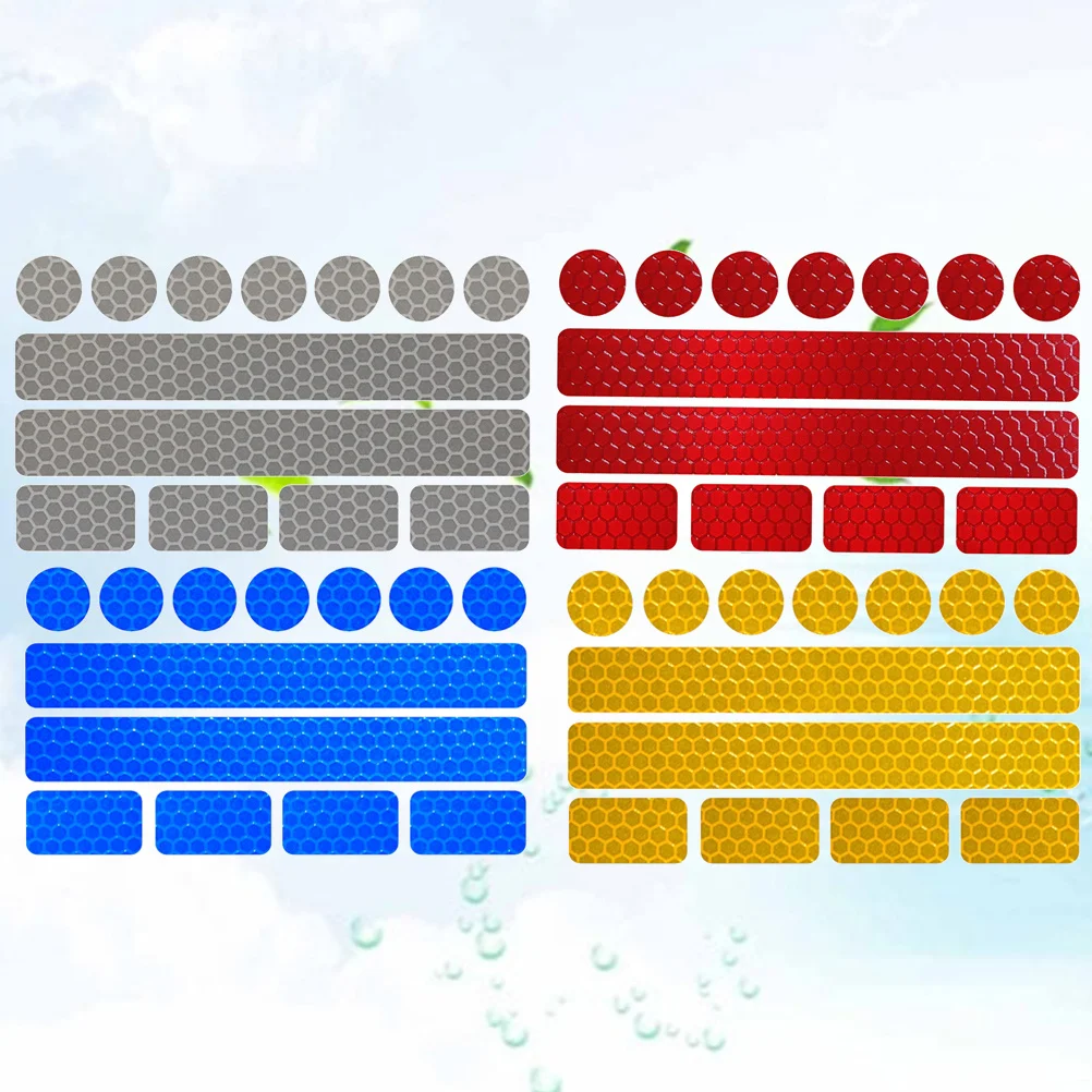 4pcs Reflective Tape Safety Stickers Self-adhesive Warning Caution Conspicuity Sticker Strip for Motorcycles Bicycles (Yellow, W