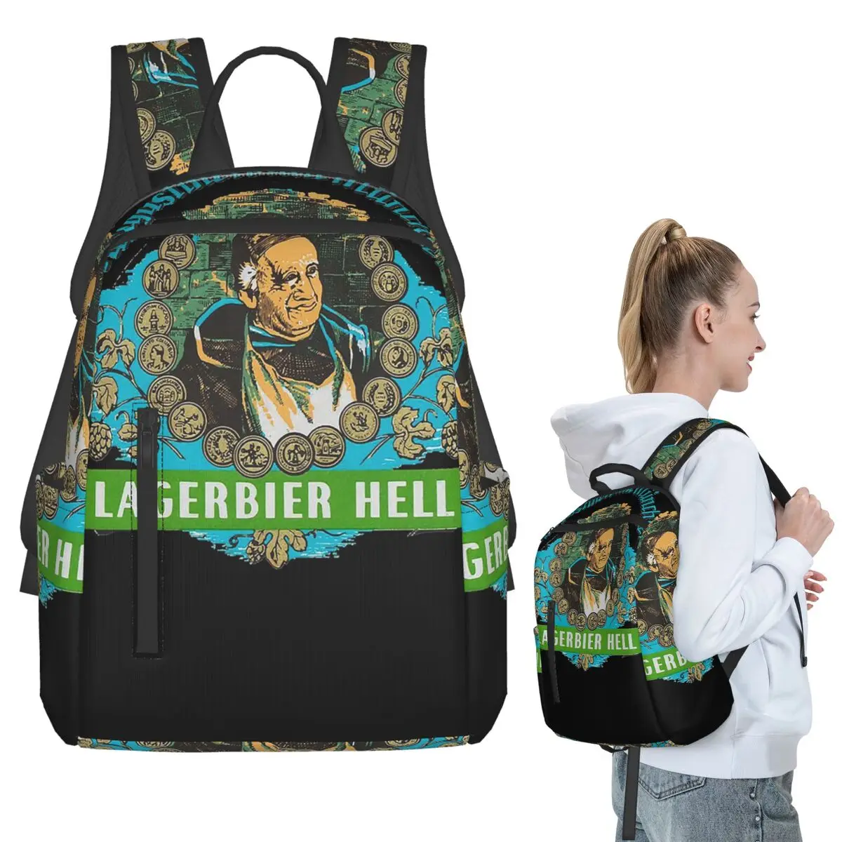 Augustiner Munich Beer...Lagerbier Hell Classic Backpack Student BookBag Boys Girls School Bag Computer Shoulder Bags Men Women