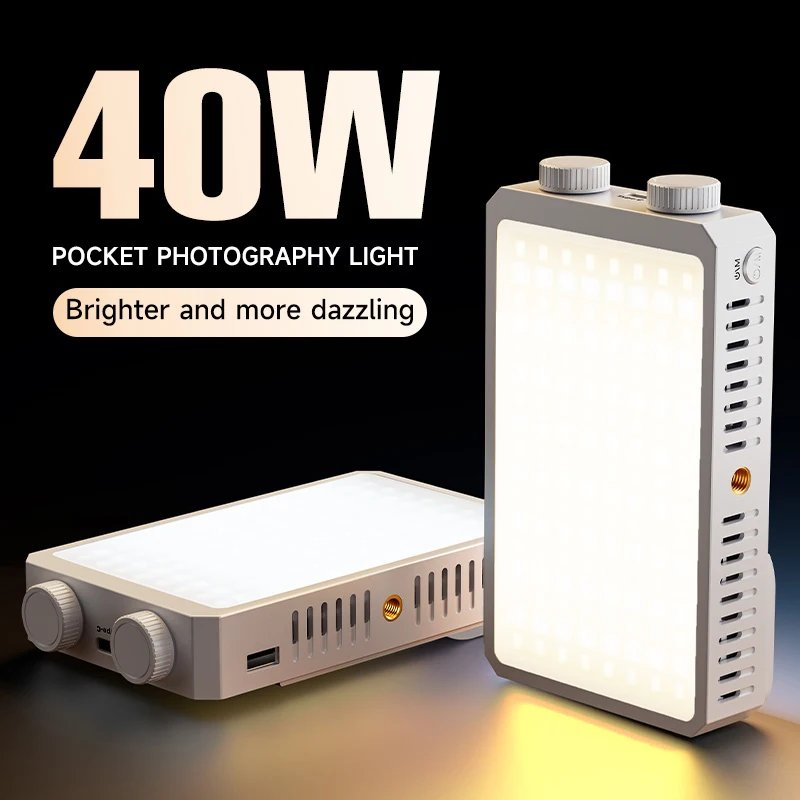 40W LED Camera Light 2800K-9000K Photography Lighting 4400mAh Rechargeable Portable Light Panel Video Light