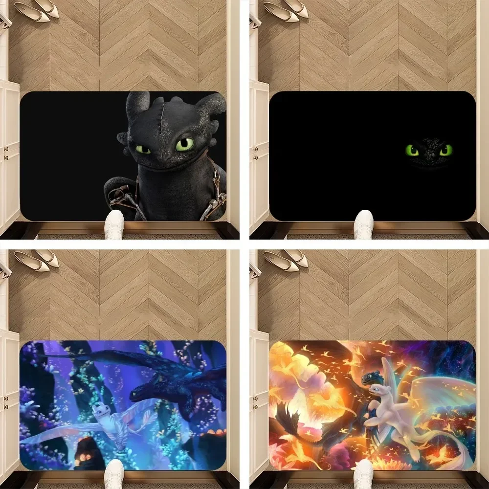 

BEAST KINGDOM Trains Dragons Toothless Floor Mat Anti-Slip Kitchen Bedroom Tufted Rug Carpet Living Room Entrance Rug Home Decor