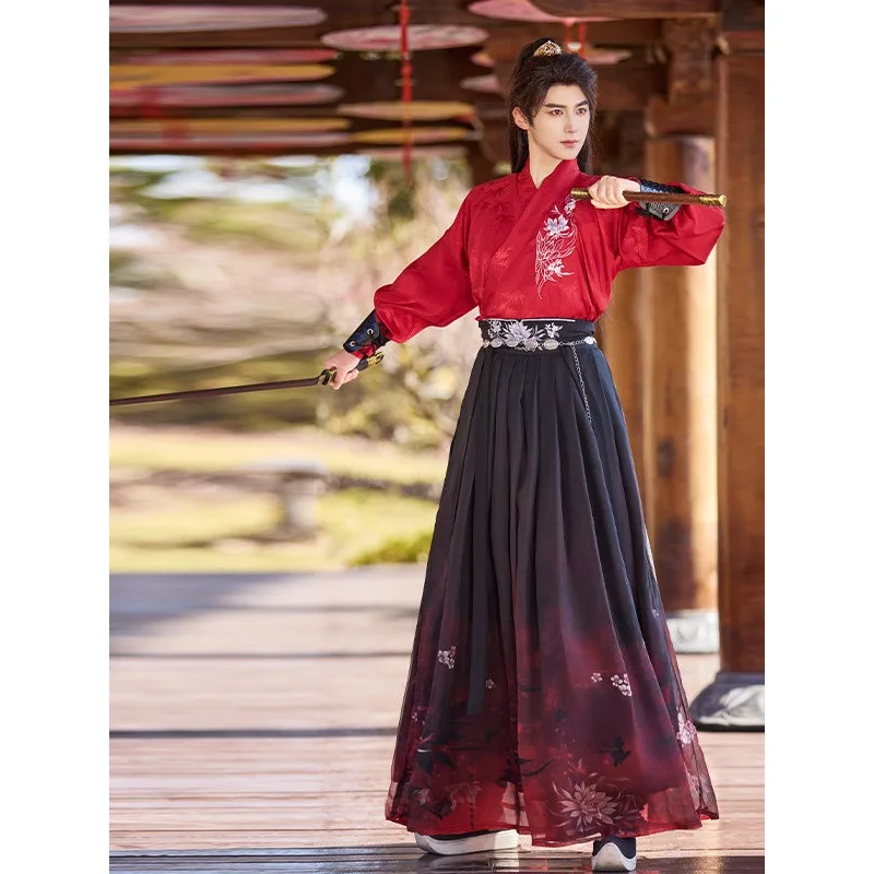 Men and women of the same style Jin-made collar embroidery printing ancient costume Chinese style daily performance summer