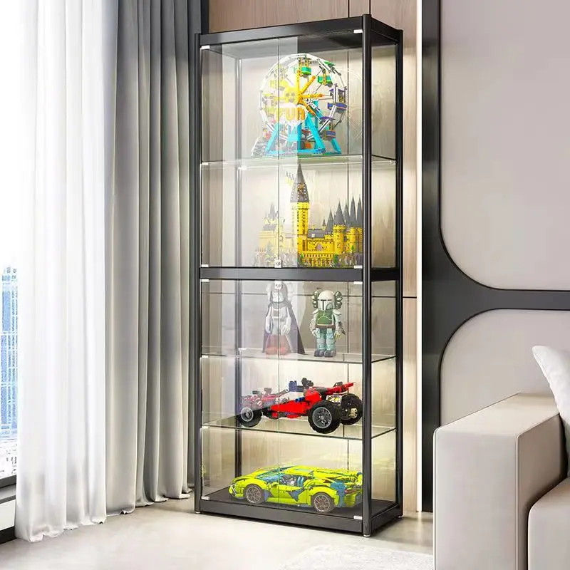 Hot sale stackable car model display lego toy lockable cabinet display toy model display rack with light-emitting diode light