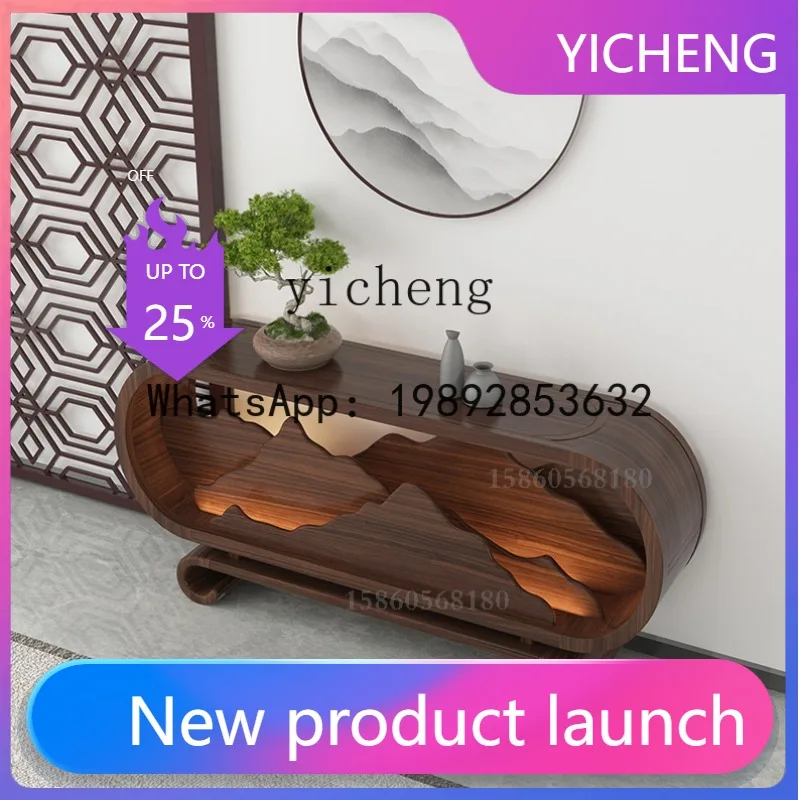 

LYY Side View New Chinese Solid Wood Console Modern Minimalist Home Entry Console Tables Entrance Cabinet Wall Strip Table