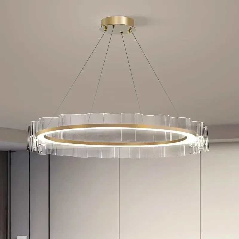 Moderne Nordic Salon Kronleuchter Aluminium Rund Acryl Led Lampe Wohnzimmer Esszimmer für Schlafzimmer Dekoration Anhänger Licht