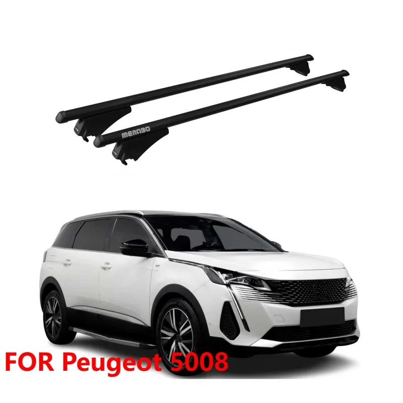 

For 2021-2024 Peugeot 5008 Roof Rack Cross Bars Aluminum Black 2pcs