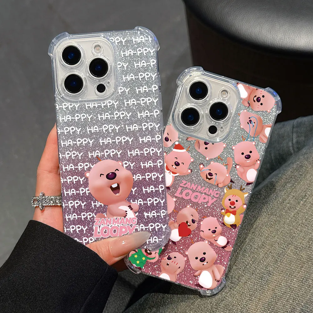 Cartoon L-Loopy Korea Hot Doll Phone Case For iPhone 16 15 14 13 12 11 Mini Pro Max X XR XSMax 7 8 Plus Anti Bling Clear Cover