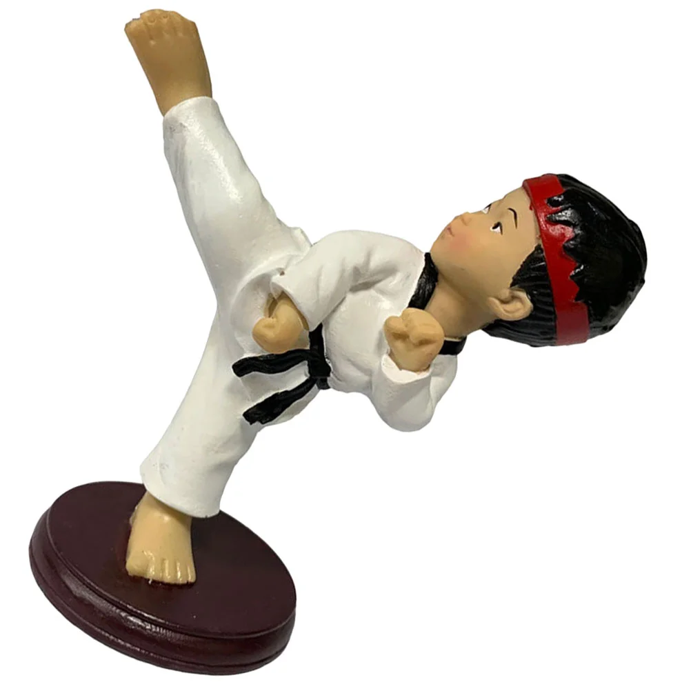 O Arm Boy Ornament Karate Cake Decor Taekwondo Action Figure Sculpture Resin Craft Desk