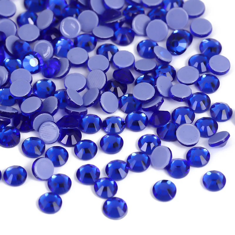 SS4-SS30 Sapphire Dark Blue Better DMC Hot Fix Flatback Rhinestones Glass Strass Hotfix Iron on Sewing Fabric Decorations uñas