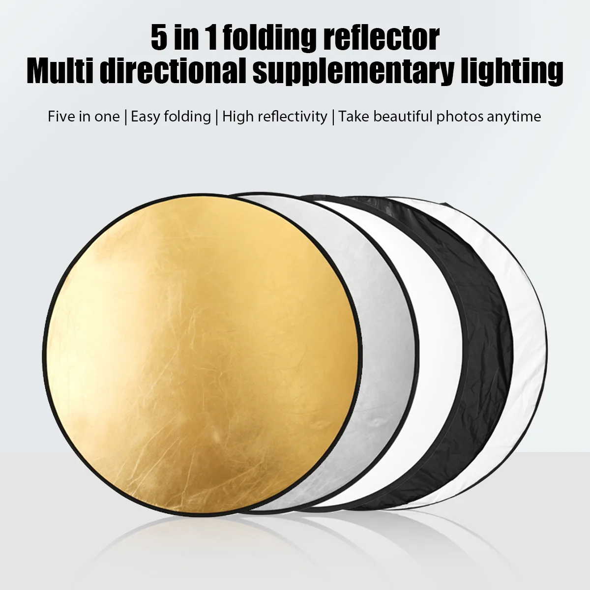 Portable Collapsible Round Photography Reflector Photo Studio Outdoor Light Diffuser Multi-Disc with Carry Bag  Diameter 60cm