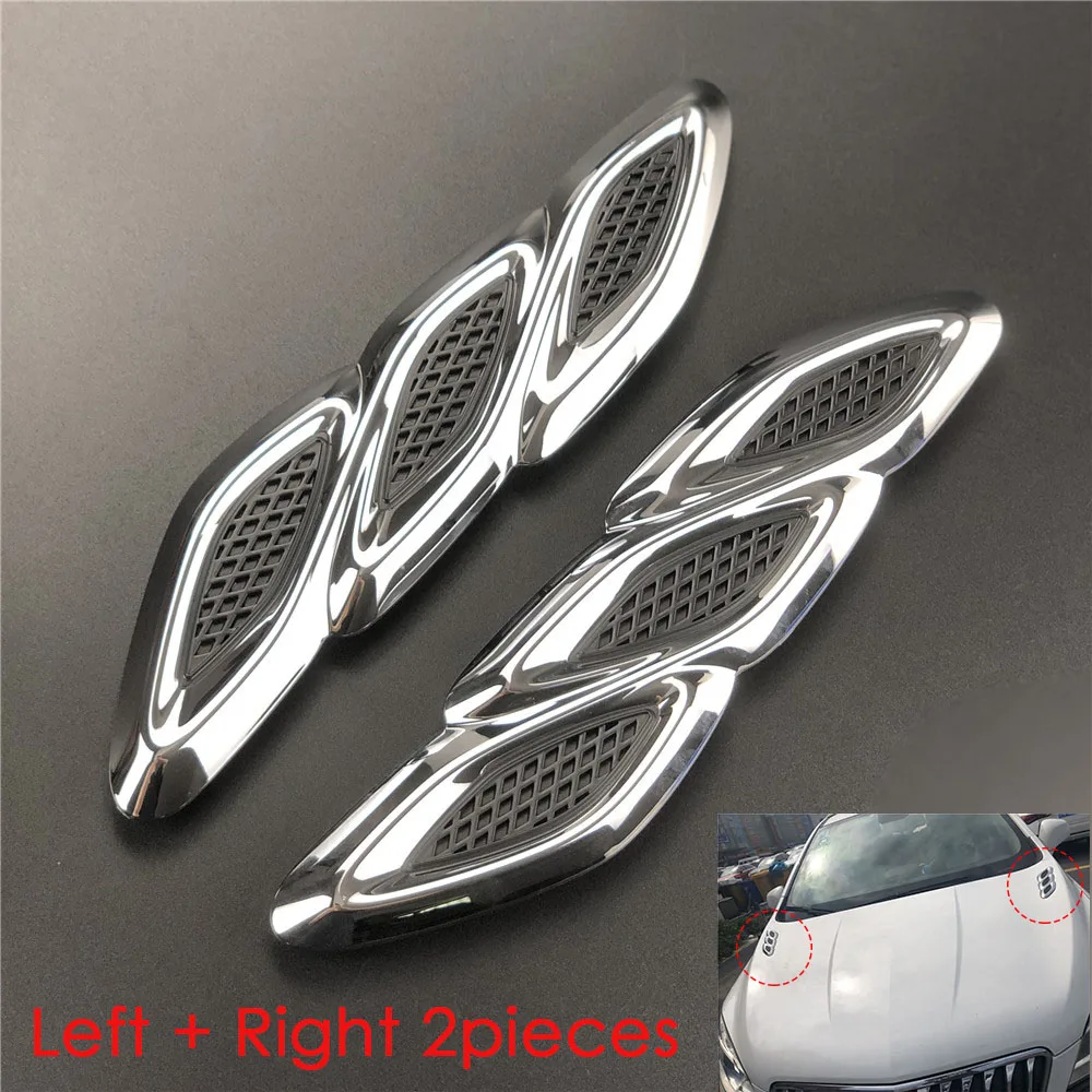 New Chrome Car Accessories Hood Air Outlet Decorative Cover Trim Simulation Car Shark Gills Sticker For Buick Encore 2013-2015