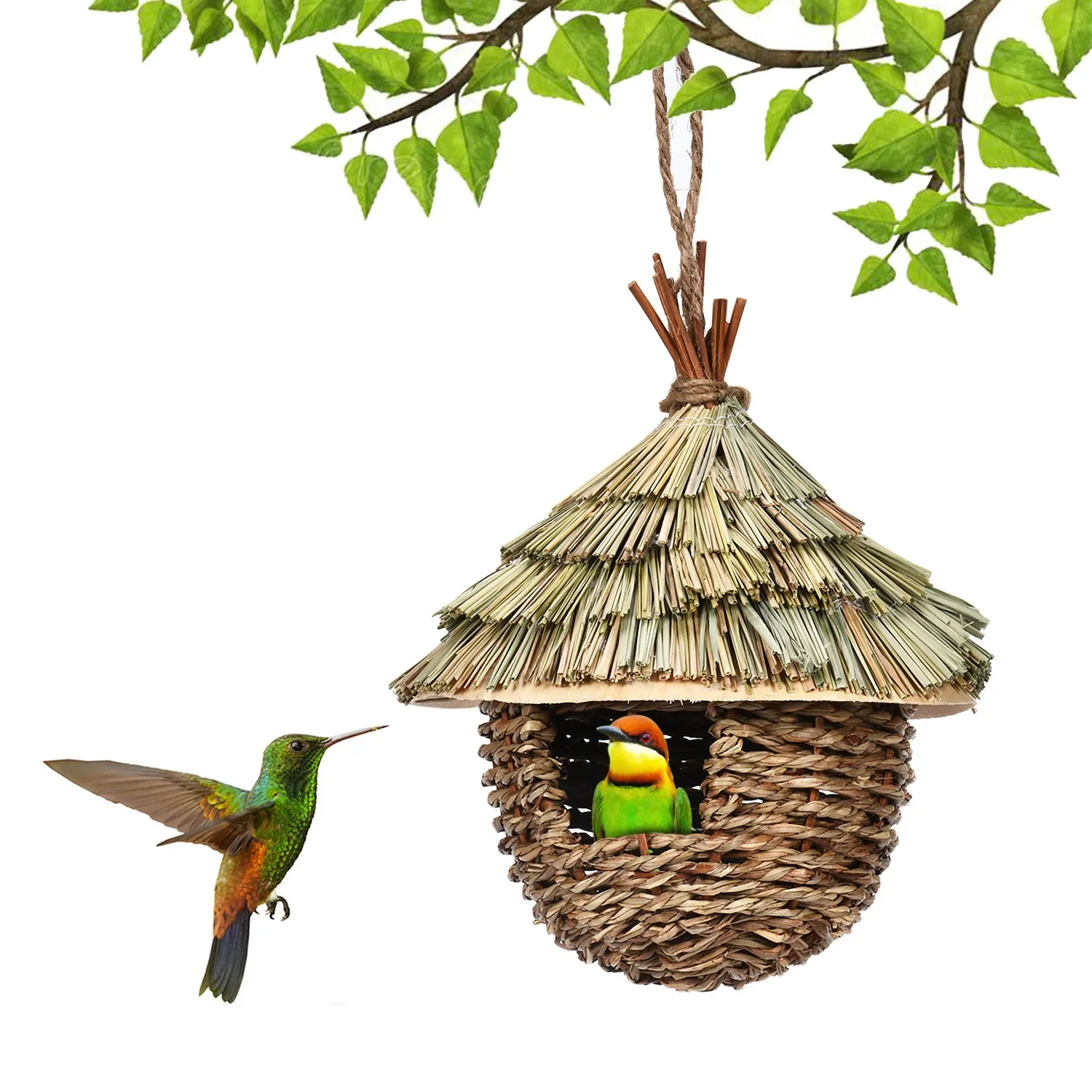 

Garden decoration hummingbird house creative aviary hanging straw bird nest