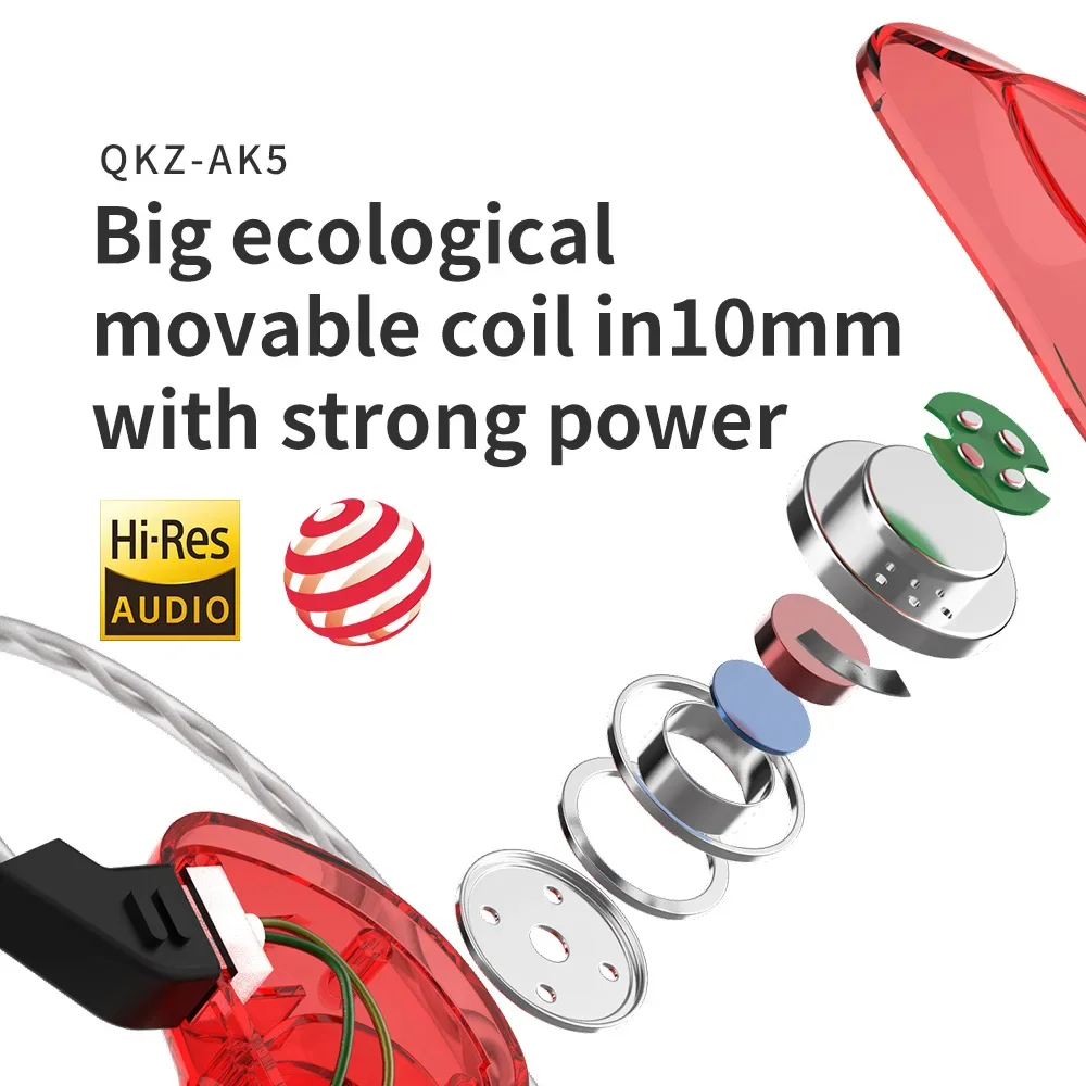 QKZ CK5 이어폰 스포츠 이어 버드 Apple Redmi 용 스테레오 유선 헤드폰 Samsung Music 휴대폰 마이크 핸즈프리가있는 헤드셋 실행