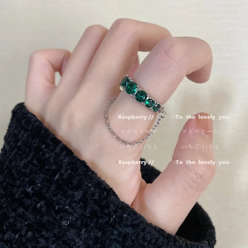 Green Super Cool Style Design Niche Fashion Classic Coveted Delicate Ring Accessories Edgy Versatile Stainless Steel Jewelry