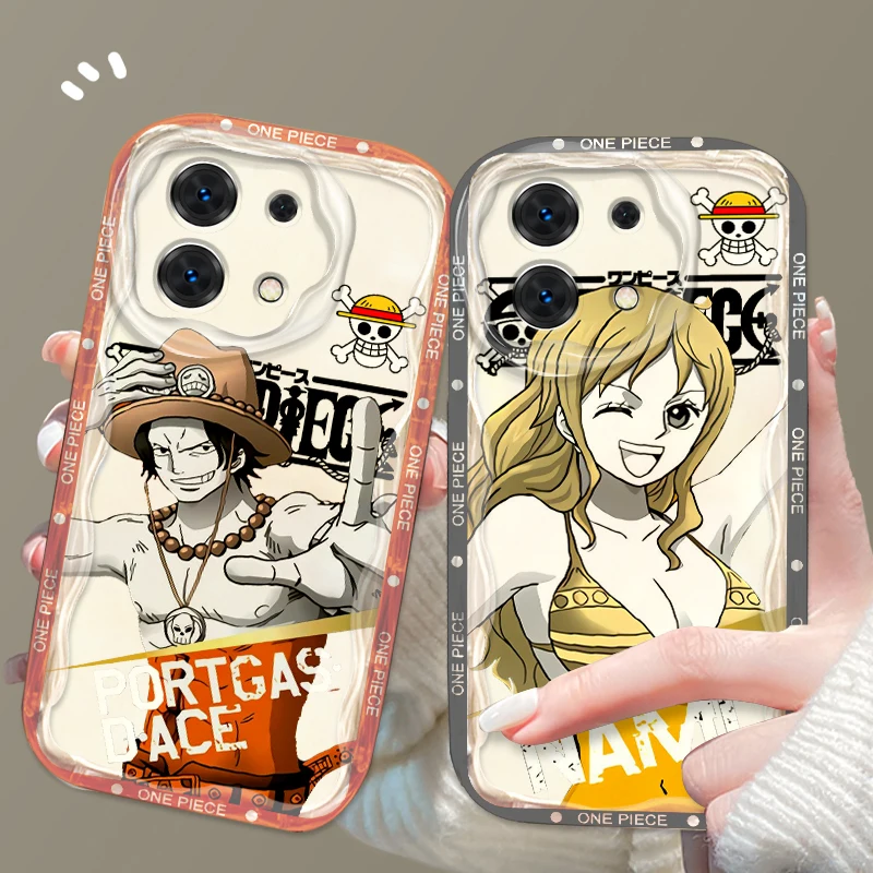 One Piece Nami Usopp Cute For Xiaomi Redmi Note 14 11 13 12 Poco M6 X6 X5 X4 X3 M3 F4 Pro Plus 5G Wave Oil Cover Phone Case