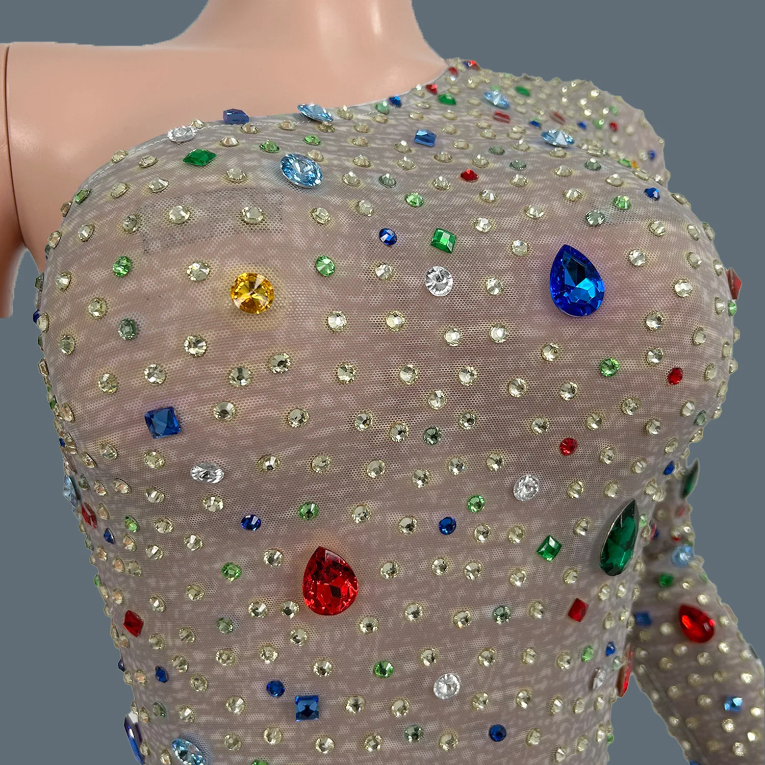 Luxury Sparkly Rhinestone Bodycon Sexy Jumpsuit for Women Sexy Birthday Party Nightclub Stage Performance High-end Wear Tangguo