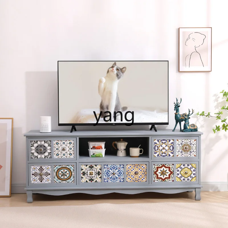LMMPainted Living Room Wooden Floor TV Table Small Apartment TV Cabinet